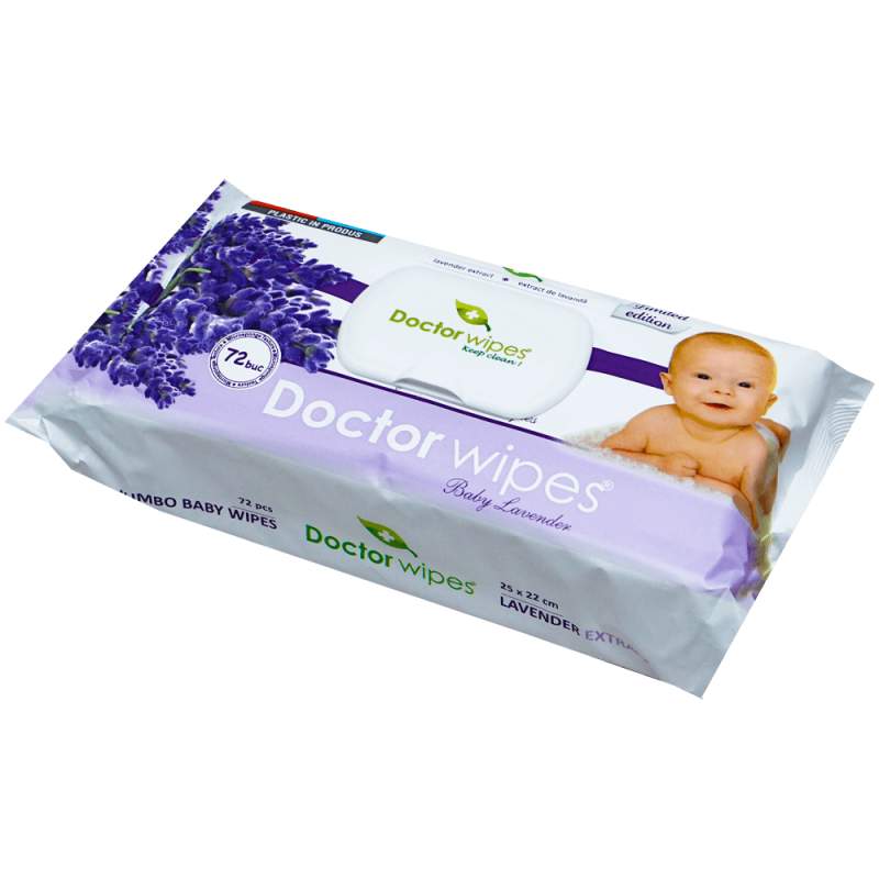 Servetele umede cu extract de Lavanda Jumbo Pack, 72 bucati, Doctor Wipes